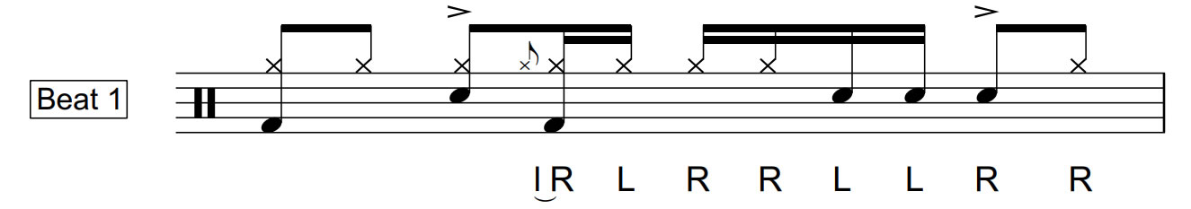 Flam Paradiddle Diddle | Beat 1 | 40 BPM