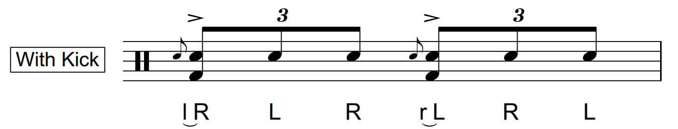 Snare drum flam accent