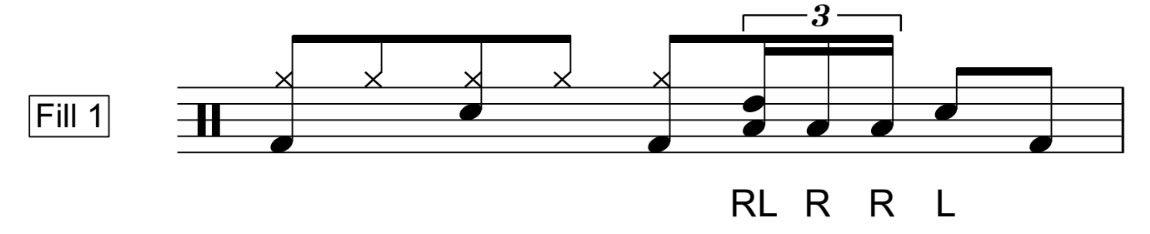 Triple Stroke Roll in a fill