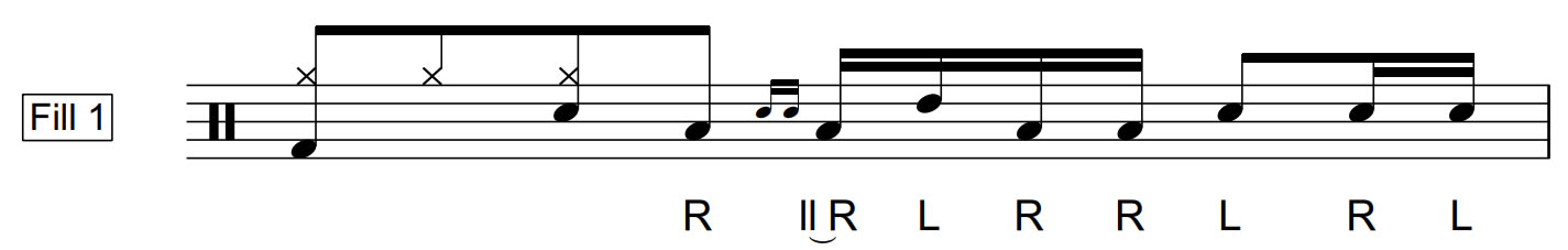 Drag Paradiddle #1 | Fill 1 | 40 Bpm