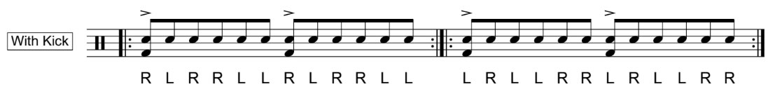 Paradiddle-diddle with bass drum